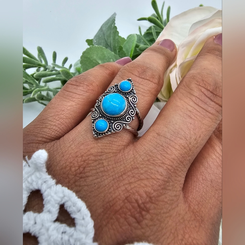 🥰 TRIPLE TURQUOISE RING - Picture 3 of 5
